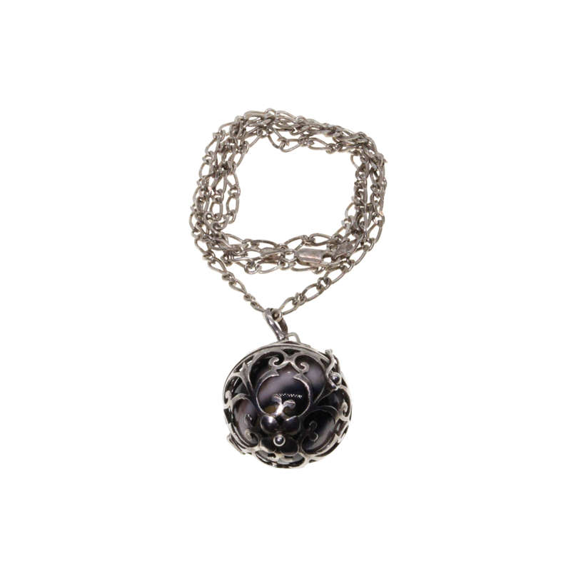 Pendant - 925 Silver Marcasite Ball Pendant with Nova Marble inside. 925 Silver Link Chain - ML2818