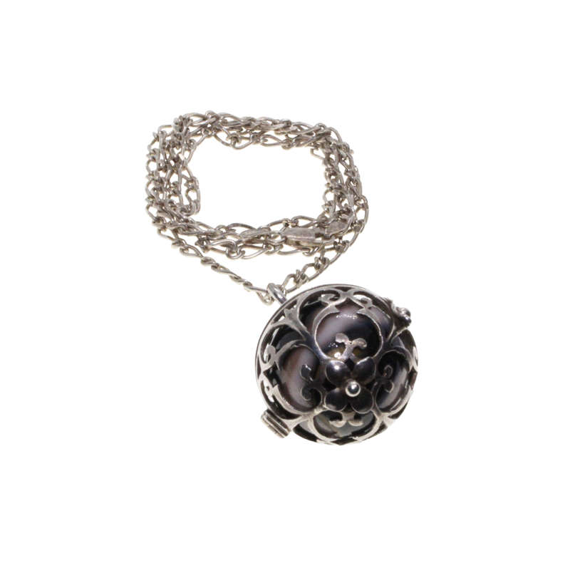 Pendant - 925 Silver Marcasite Ball Pendant with Nova Marble inside. 925 Silver Link Chain - ML2818
