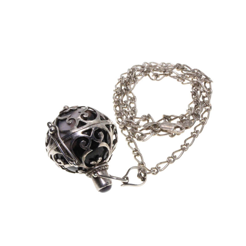 Pendant - 925 Silver Marcasite Ball Pendant with Nova Marble inside. 925 Silver Link Chain - ML2818