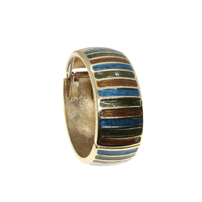 Bangle - Gold Tone Cuff Design . Multiple Enamel Colours - ML2822