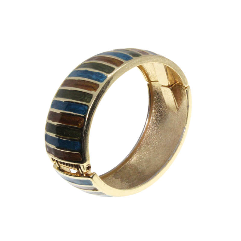 Bangle - Gold Tone Cuff Design . Multiple Enamel Colours - ML2822