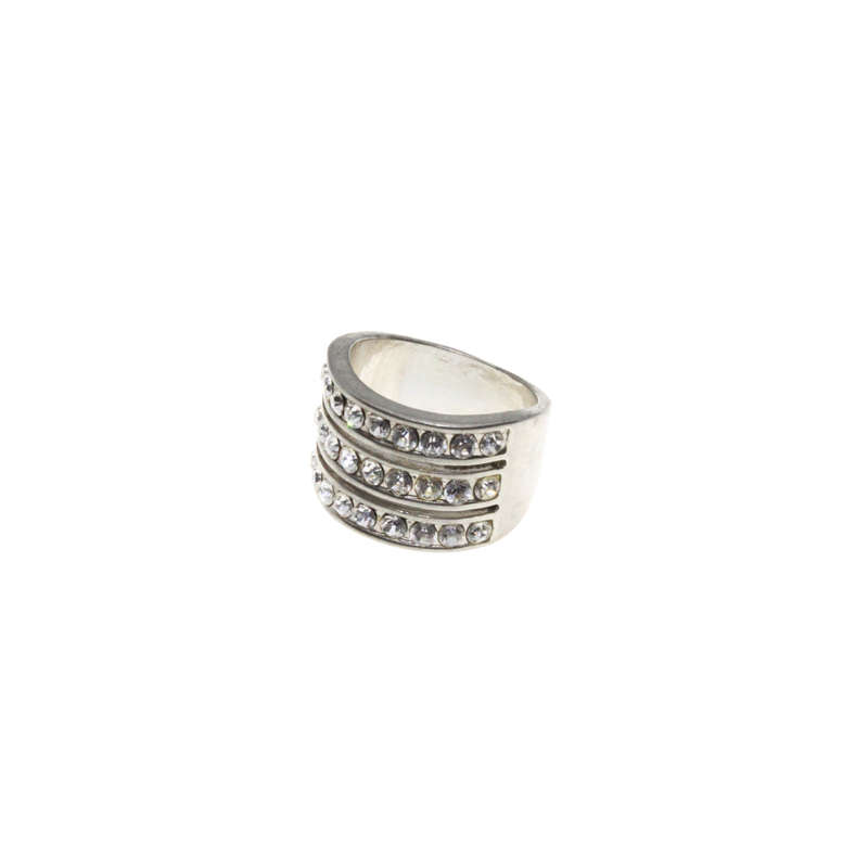 Ring - Silver Tone 3 Strand Design. Clear Diamantes - ML2827