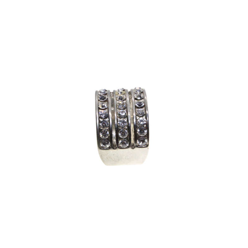 Ring - Silver Tone 3 Strand Design. Clear Diamantes - ML2827