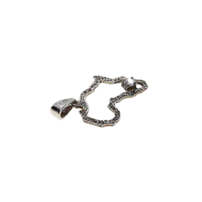 Pendant - Silver Stamped Africa Marcasite Map Pendant. Small Diamante - ML2835