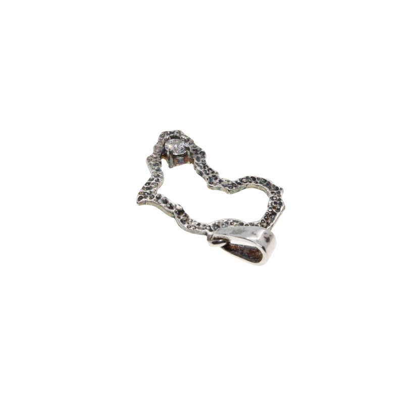 Pendant - Silver Stamped Africa Marcasite Map Pendant. Small Diamante - ML2835