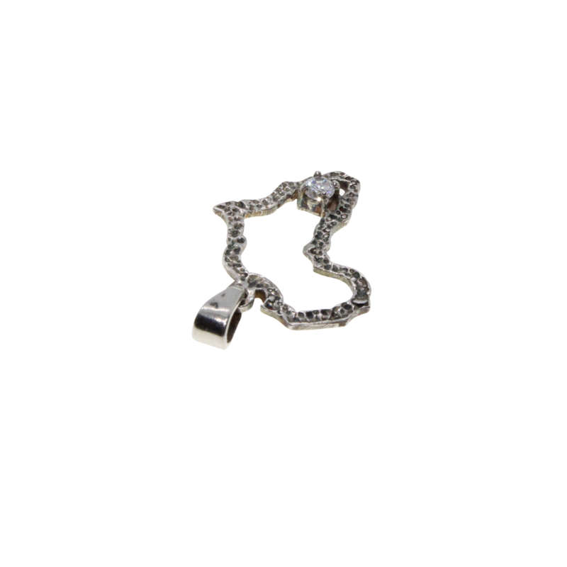 Pendant - Silver Stamped Africa Marcasite Map Pendant. Small Diamante - ML2838