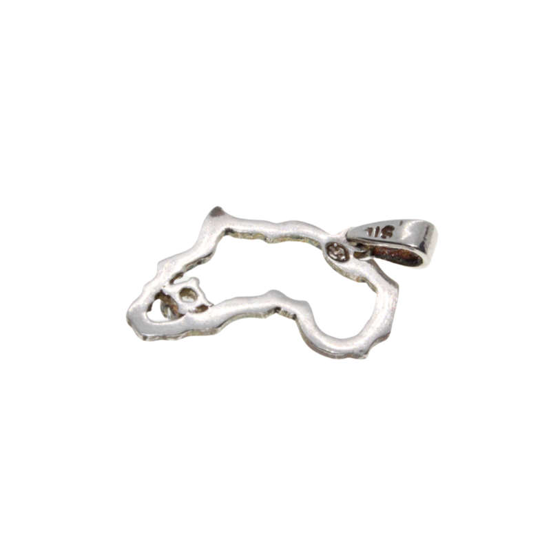 Pendant - Silver Stamped Africa Marcasite Map Pendant. Small Diamante - ML2838