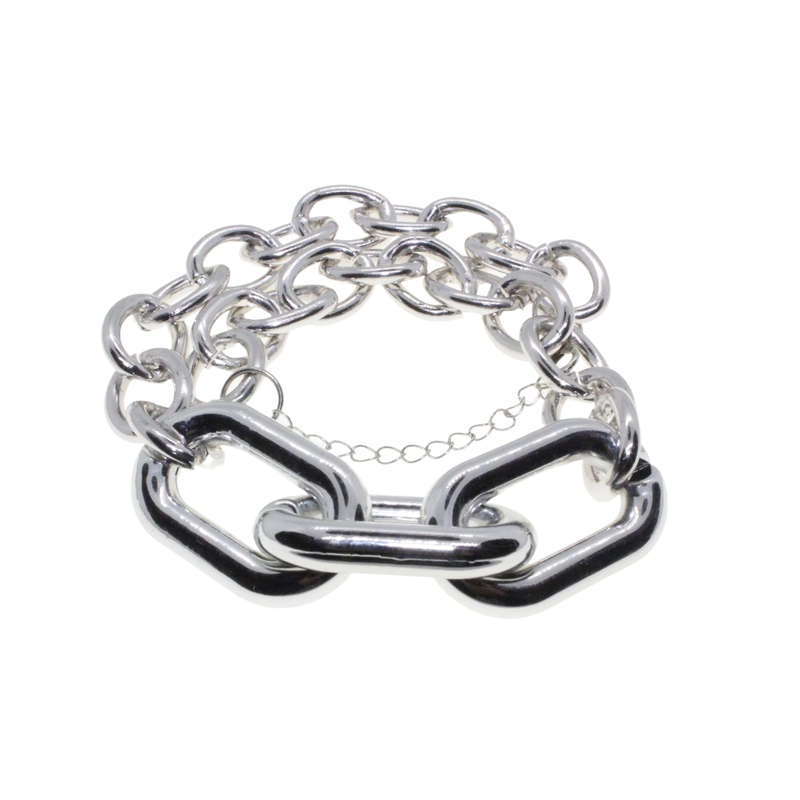 Necklace - Silver Tone Chunky Plastic Chain Statement Necklace - ML2839