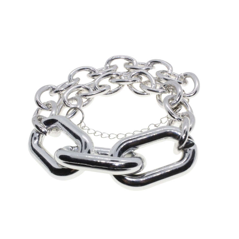 Necklace - Silver Tone Chunky Plastic Chain Statement Necklace - ML2839