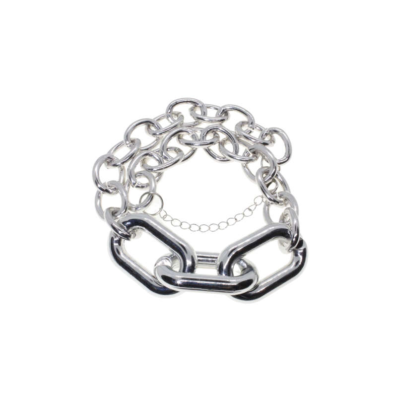 Necklace - Silver Tone Chunky Plastic Chain Statement Necklace - ML2839