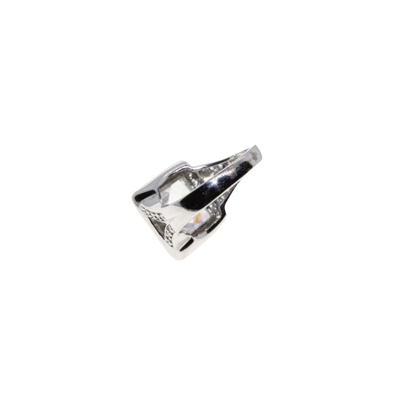 Ring - 925 Silver Stamped Band. Large Centre Stone surrounded by small Diamantes - ML2840