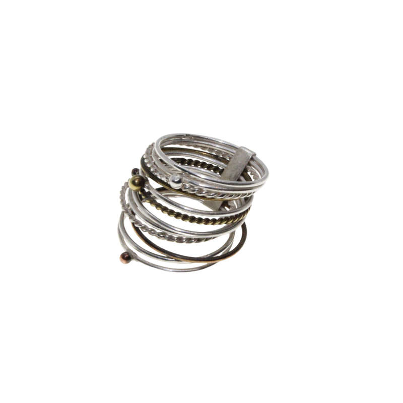 Ring - Multi Colour Multi Stack ring with small Multi Colour Balls - ML2852