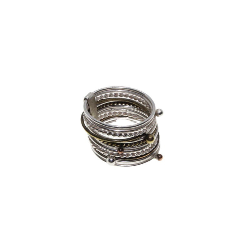 Ring - Multi Colour Multi Stack ring with small Multi Colour Balls - ML2852