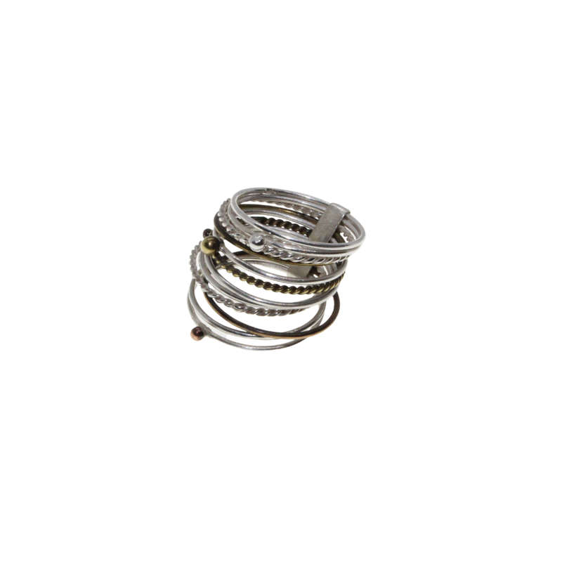 Ring - Multi Colour Multi Stack ring with small Multi Colour Balls - ML2852