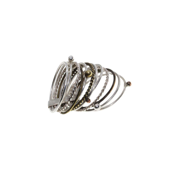 Ring - Multi Colour Multi Stack ring with small Multi Colour Balls - ML2852