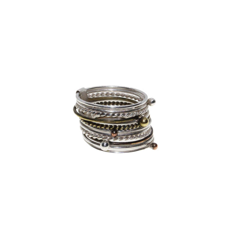 Ring - Multi Colour Multi Stack ring with small Multi Colour Balls - ML2852
