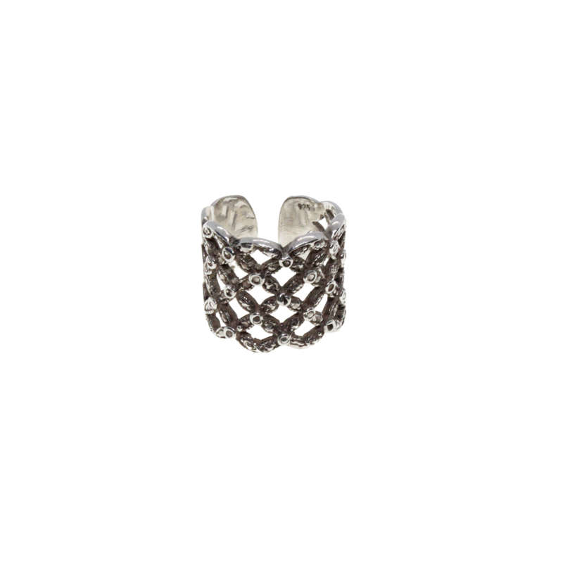 Ring - Silver Tone Lace Design Ring - ML2855