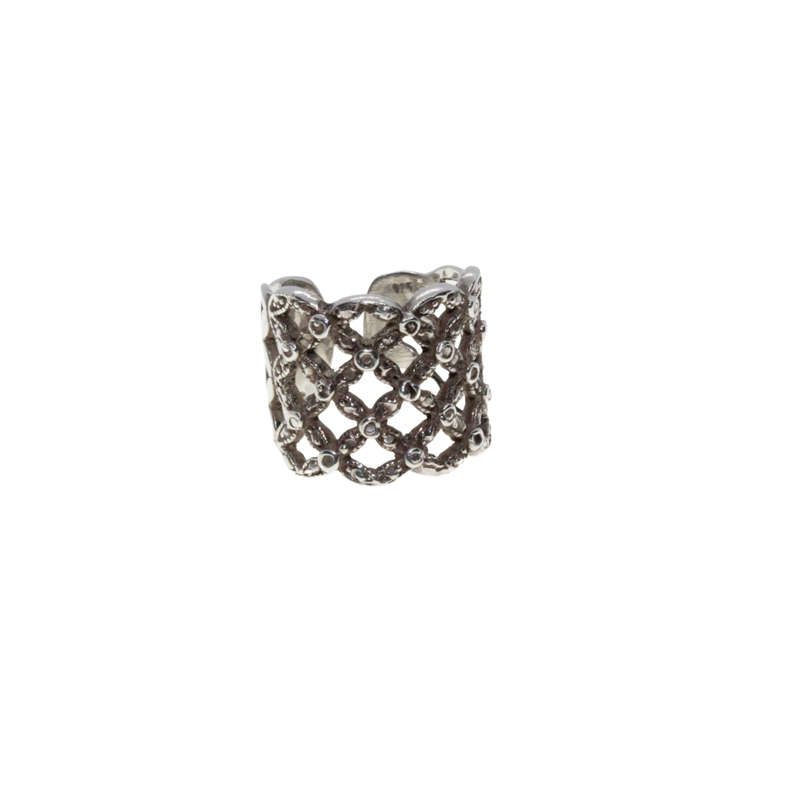 Ring - Silver Tone Lace Design Ring - ML2855