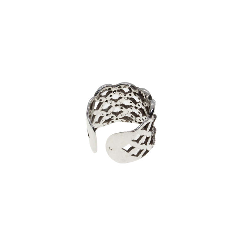 Ring - Silver Tone Lace Design Ring - ML2855