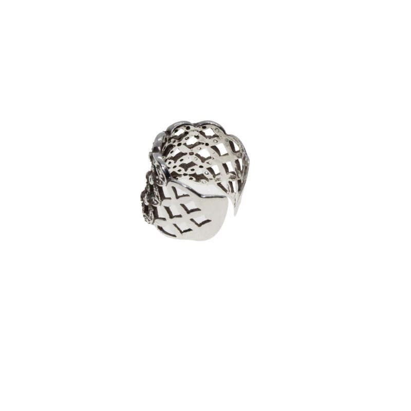 Ring - Silver Tone Lace Design Ring - ML2855