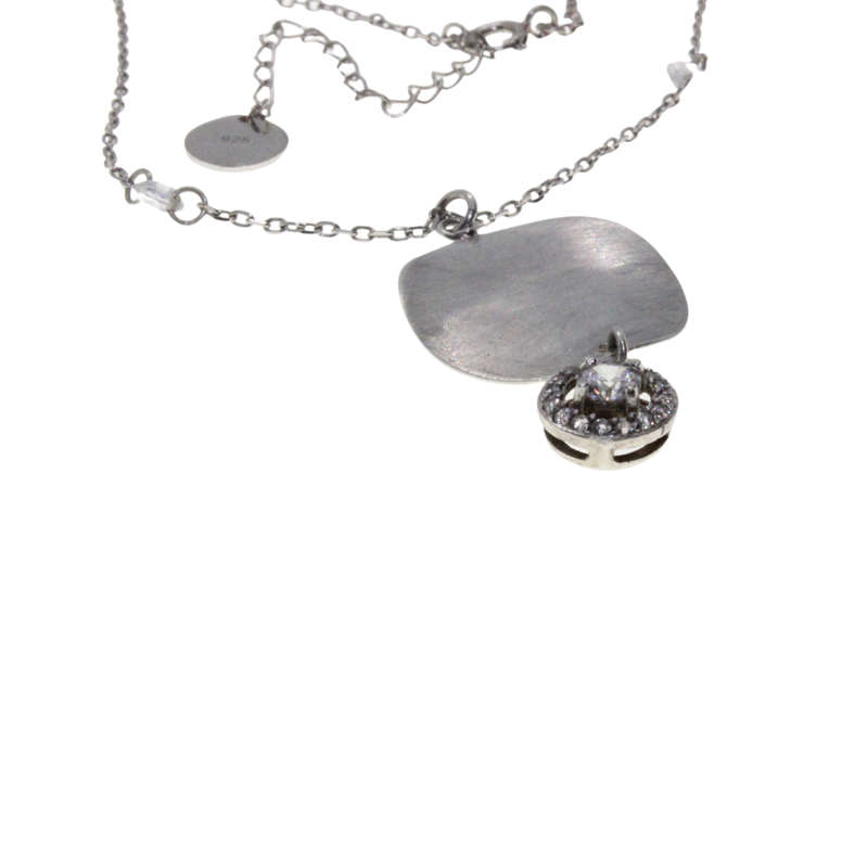 Necklace - Stamped 925 Silver Angel. Chain Diamantes. Disc/ Hanging Charm Diamante in centre - ML...