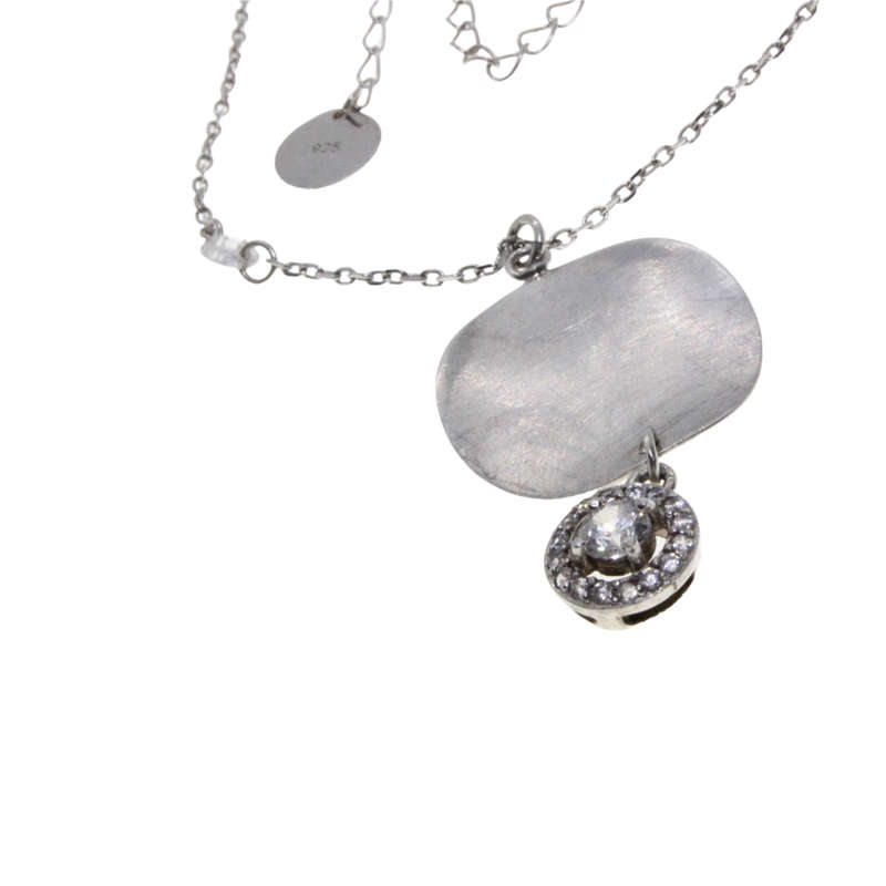 Necklace - Stamped 925 Silver Angel. Chain Diamantes. Disc/ Hanging Charm Diamante in centre - ML...