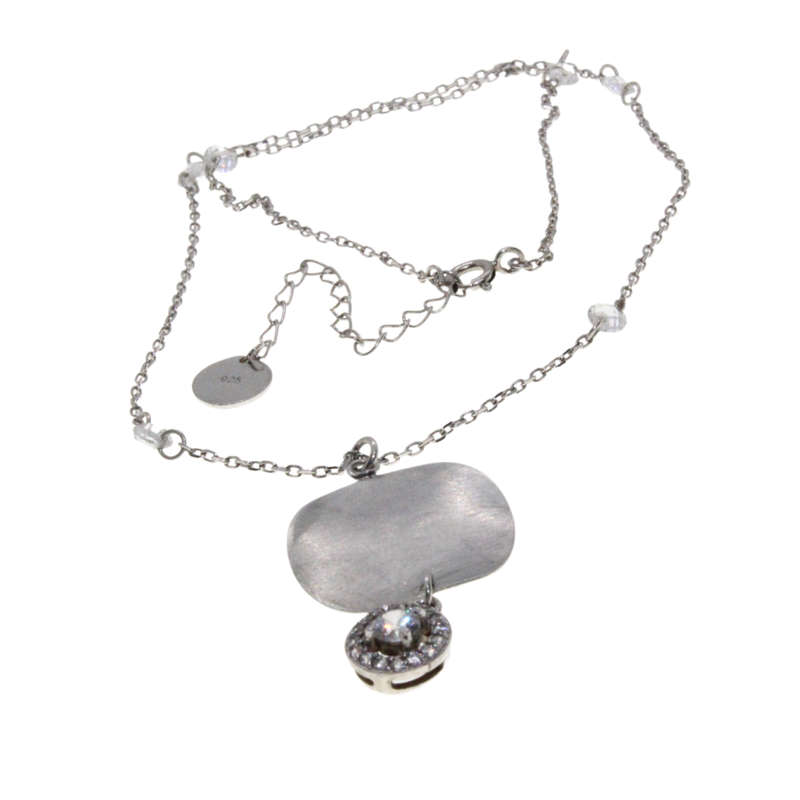 Necklace - Stamped 925 Silver Angel. Chain Diamantes. Disc/ Hanging Charm Diamante in centre - ML...