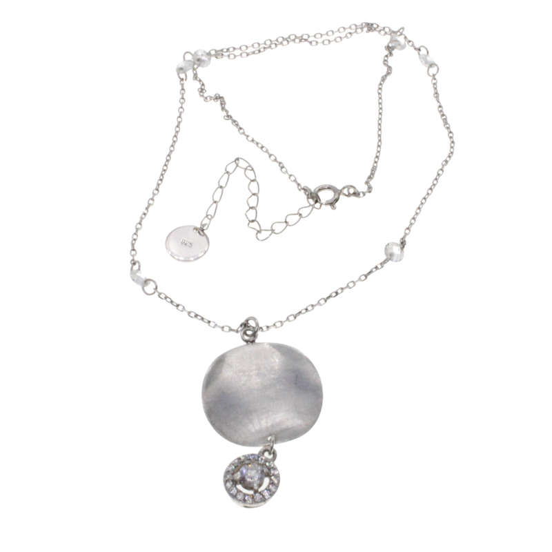 Necklace - Stamped 925 Silver Angel. Chain Diamantes. Disc/ Hanging Charm Diamante in centre - ML...