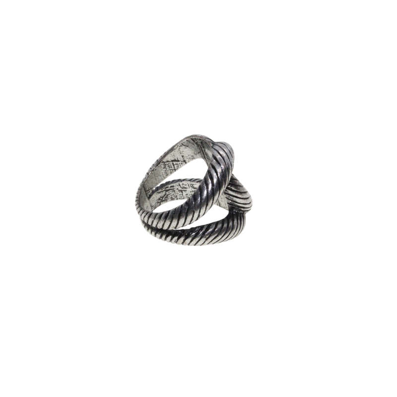 Ring - Vintage Silver Tone Figure 8 Style Ring with Grooves - ML2860