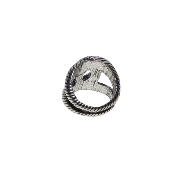 Ring - Vintage Silver Tone Figure 8 Style Ring with Grooves - ML2860