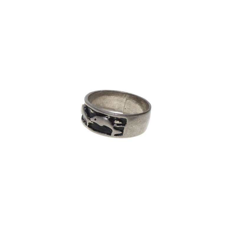 Ring - Silver Tone Band Ring with Dolphins in a Black Inlay - ML2870