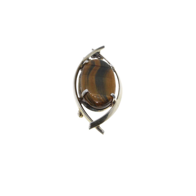 Brooch/Pendant - Vintage Silver Tigers Eye in an Overlap Design - ML2871