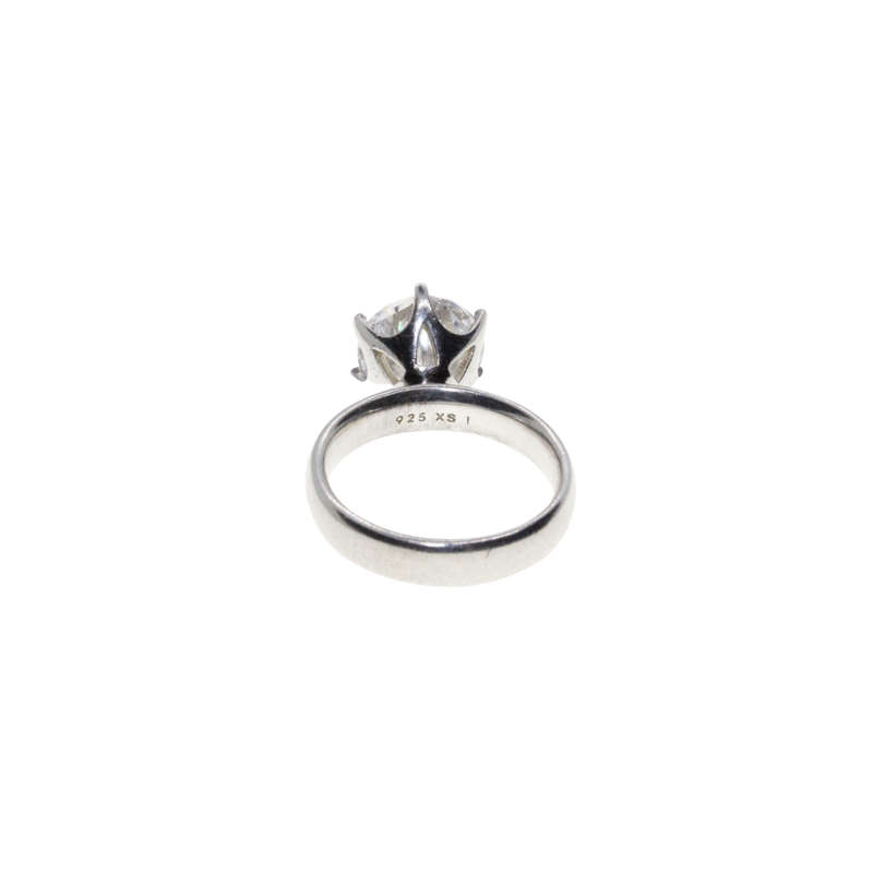 Ring - 925 Silver Ring with Large Clear Stone in Claw Setting. Stamped Spinning - ML2873