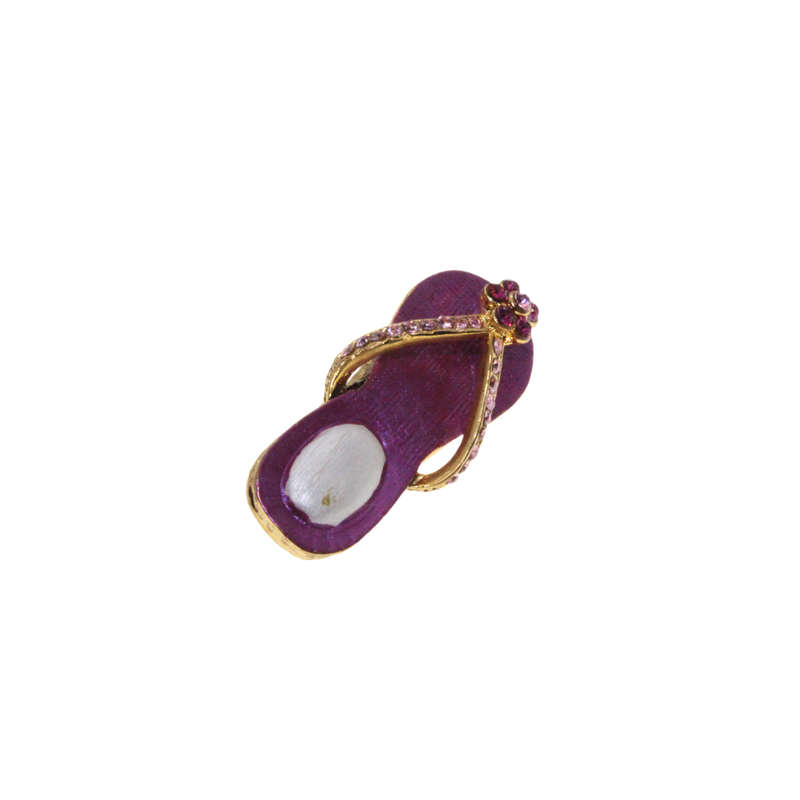 Brooch - Gold Tone Vintage Purple Flip Flop Brooch. Small Purple Diamantes - ML2888
