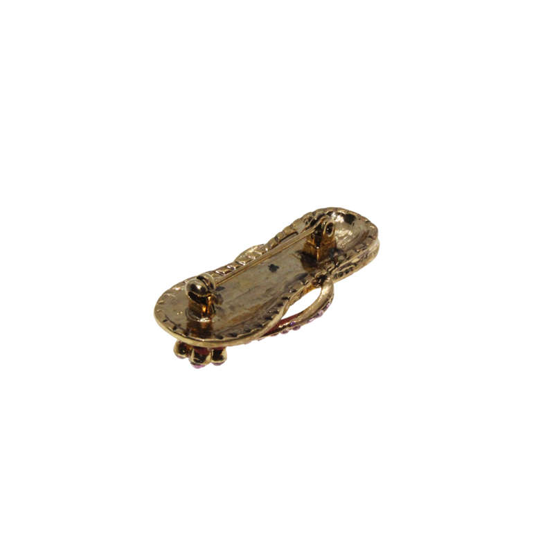 Brooch - Gold Tone Vintage Purple Flip Flop Brooch. Small Purple Diamantes - ML2888