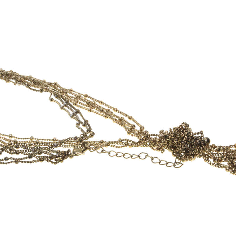 Necklace - Gold Tone 4 Strand Chains with Knot & Tassels - ML2891