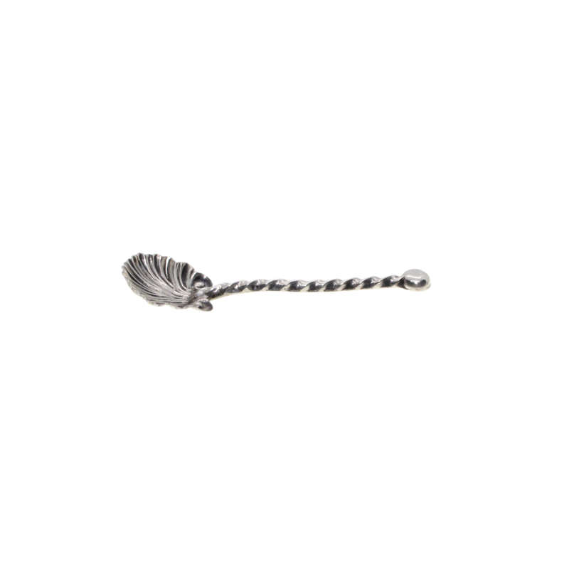 Antique - Sterling Silver Antique Shell Shape Twisted Salt/Mustard Spoon. Marked C & N Sterling. ...