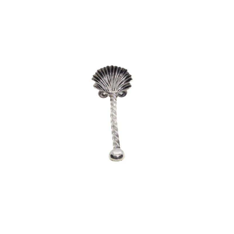 Antique - Sterling Silver Antique Shell Shape Twisted Salt/Mustard Spoon. Marked C & N Sterling. ...