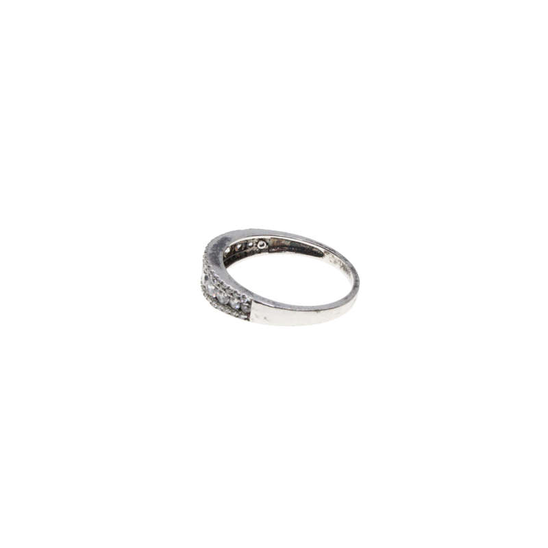 Ring - 925 Silver Band Eternity Ring with various size Diamantes - ML2905