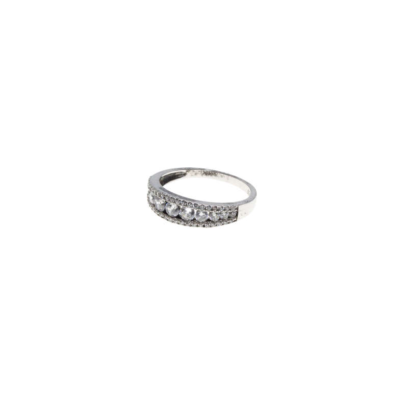 Ring - 925 Silver Band Eternity Ring with various size Diamantes - ML2905