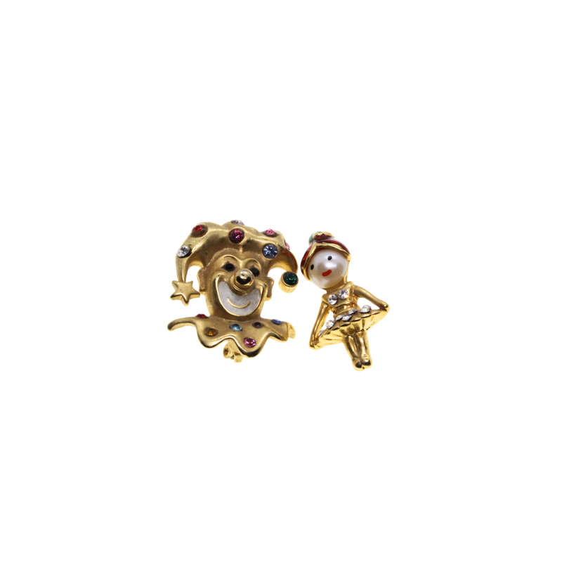 Brooch - Jester Clown Rhinestones. Baby Girl Diamantes. - ML2910
