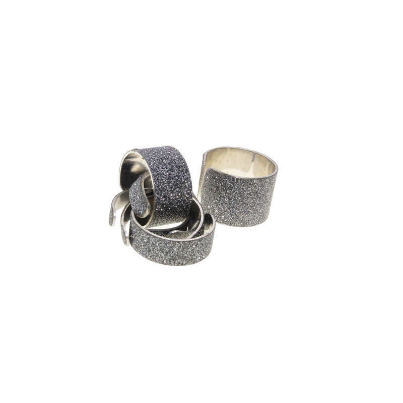 Ring - Silver Tone 6 x Silver Shimmer Rings Adjustable. Different Widths - ML2911