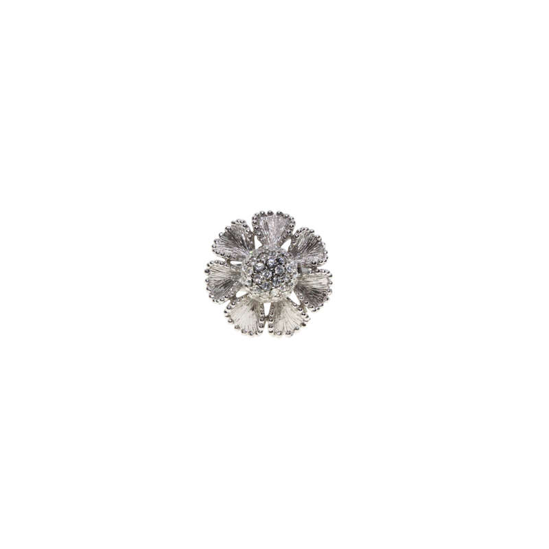 Ring - Silver Tone 3 x floral Design Rings With Silver and Diamantes - ML2912