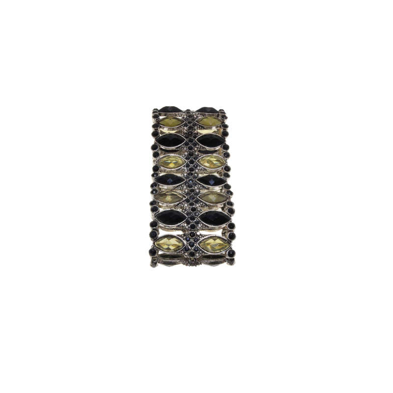 Bracelet  - Gold Tone Expandable with Faux Gemstones. Black & Yellow Large and Small - ML2913