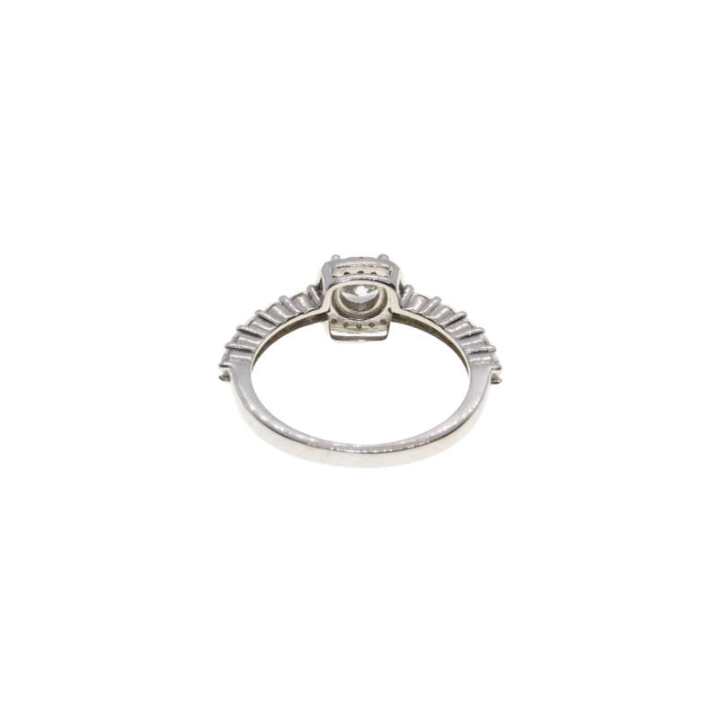 Ring - 925 Silver Halo Ring. Square Setting Centre Clear Stone. Diamantes - ML2924