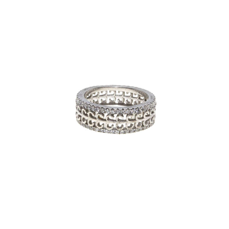 Ring - 925 Silver Parve outer ring.  Filigree design inner ring. - ML2928