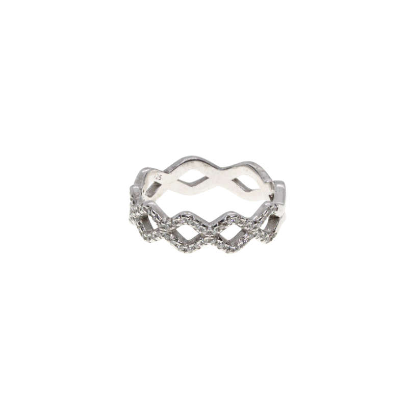 Ring - 925 Silver Crown Design.  Parve on top of Ring. - ML2931