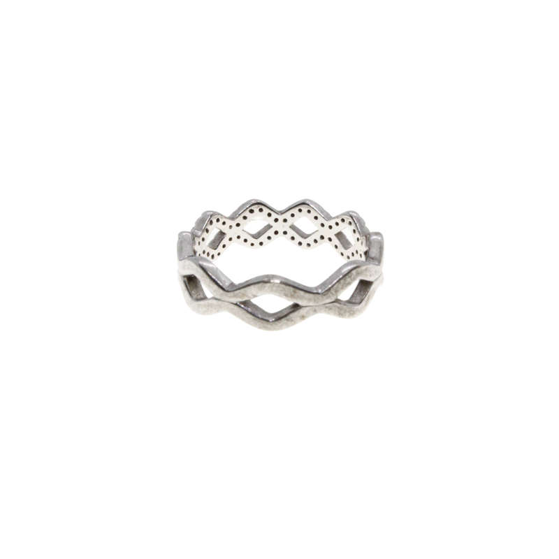 Ring - 925 Silver Crown Design.  Parve on top of Ring. - ML2931
