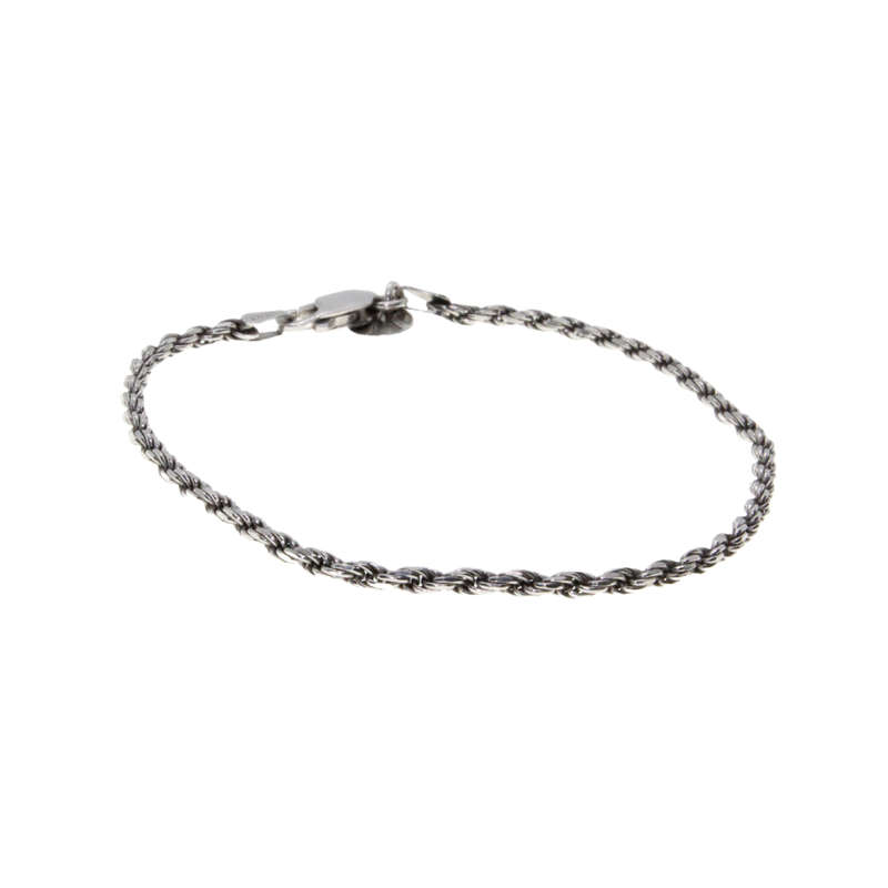 Bracelet - 925 Silver Rope Chain Stamped Italy. Small Disc.- ML2933