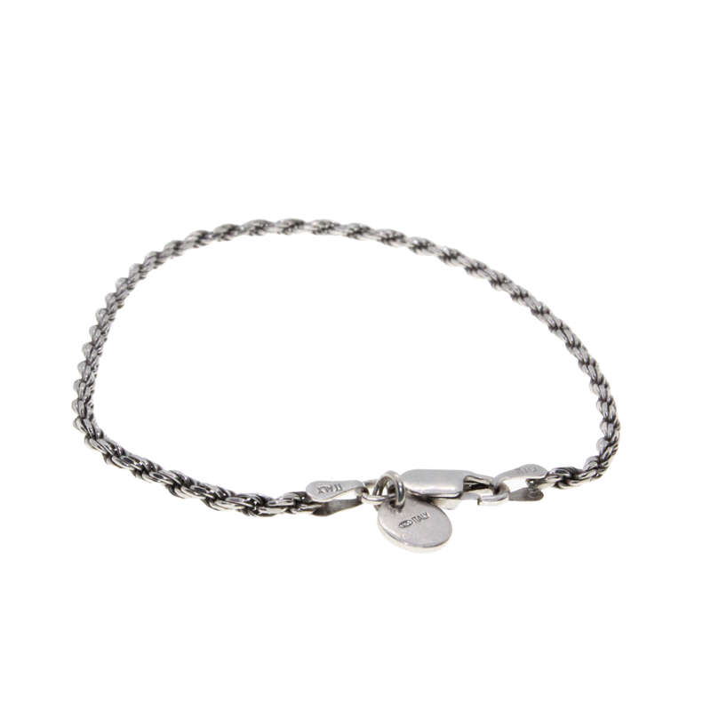 Bracelet - 925 Silver Rope Chain Stamped Italy. Small Disc.- ML2933